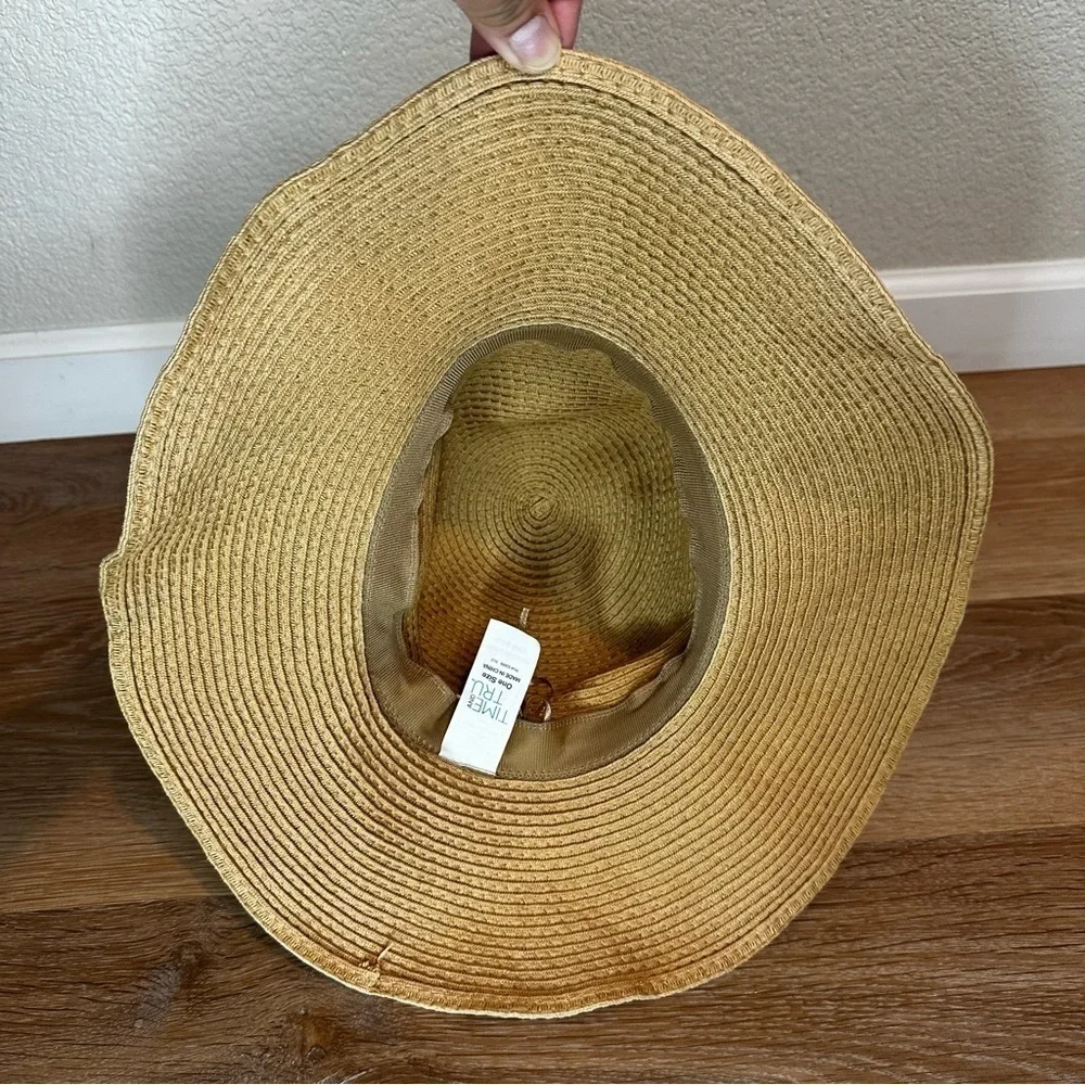 NWOT Time and Tru Wide Brim Straw Floppy Packable Summer Beach Hat, OS